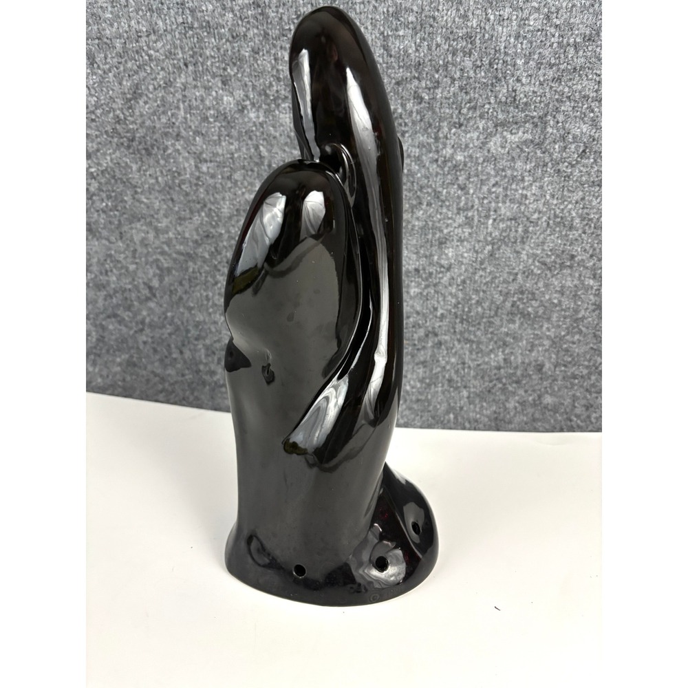 1998 Vintage Abstract Family Sculpture Father Mother Child Black Ceramic 13" - Picture 5 of 14
